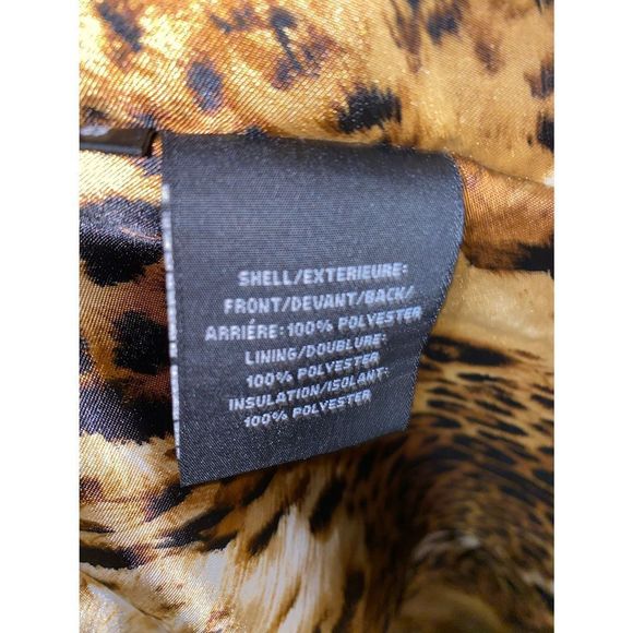 Dana Buchman Small Choco Brown Leopard Print Lined Insulated Microfiber Coat EUC - Picture 7 of 10